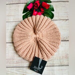 BA-BO Florence Women’s Blush Pink Knit Beret Hat One Size NWT